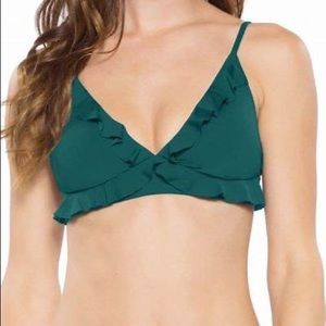 NWT Becca Socialite Ruffle Bikini Top in FERN Size Medium